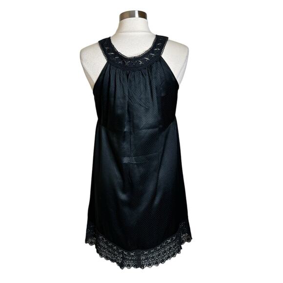 Joie Black Dot Texture Sleeveless Silk Dress Lace Trim Women’s Size Medium - Picture 2 of 9